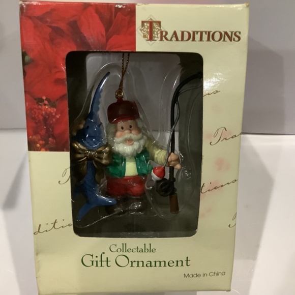 1996 vintage collectible Christmas ornament, fishing santa - Picture 3 of 4